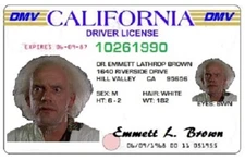 1985 Back To The Future Drivers License Prop Dr Emmett Brown Christopher Lloyd⏲