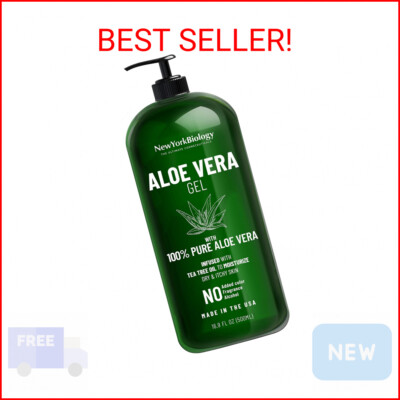 New York Biology Aloe Vera Gel for Face, Skin and Hair - Infused with Tea Tree O