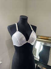 VTG Victorias Secret Second Skin Shiny Satin Bra 36B UW Sissy front close white