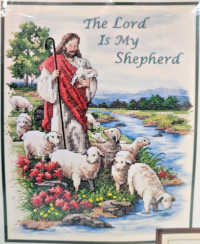 Dimensions THE LORD IS MY SHEPHERD Stamped Cross-Stitch Kit 3222 11"x14" Sealed - Picture 3 of 8