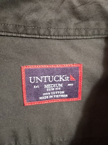 UNTUCKIT Slim Fit Mens Size Medium 100% Cotton Black Button-Front Shirt - Picture 2 of 8
