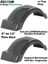 SET OF TWO FULTON SINGLE AXLE TRAILER FENDERS 8"-12" WHEELS TOP STEP SKIRT BOAT