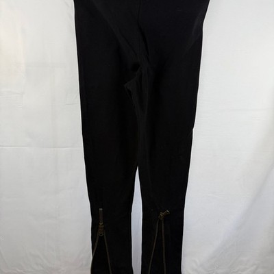 Hot Sox Women's Black Cotton Blend Ankle Zip Skinny Leggings size B , Rave , Cyb