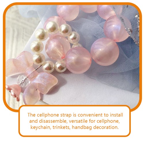 2 Pcs Mobile Phone Key Charm Hanger Beaded Wrist Strap - 第 8/12 張圖片