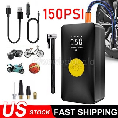 150 PSI Car Tire Inflator Motorcycle Air Pump Compressor Portable Rechargeable
