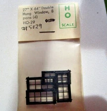 Grandt Line HO #5029 WINDOWS, DOUBLE HUNG, 8 PANE (pkg. 4) - Details Below