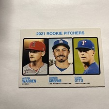 2022 Topps Heritage Rookie Card 2021 Rookie Pitchers #70 Warren/Greene/Otto