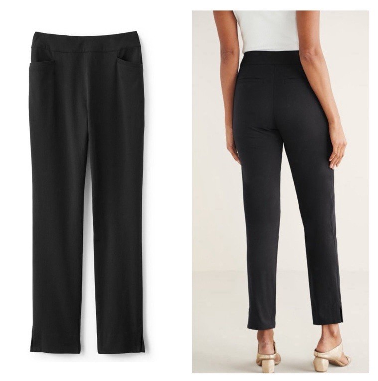 Soft Surroundings Black Pull On Stretch Denim Look Ankle Pants Sz M