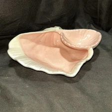 Vintage Ceramic Seashell Trinket Dish White Pink