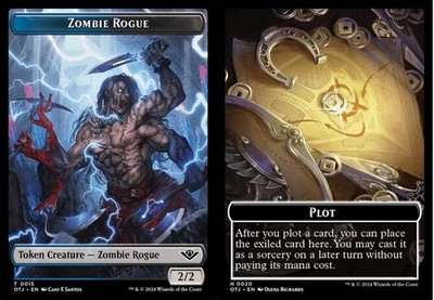 MTG Zombie Rogue (0015) // Plot (0020) Double-Sided Token NM-Mint Outlaws  of Th