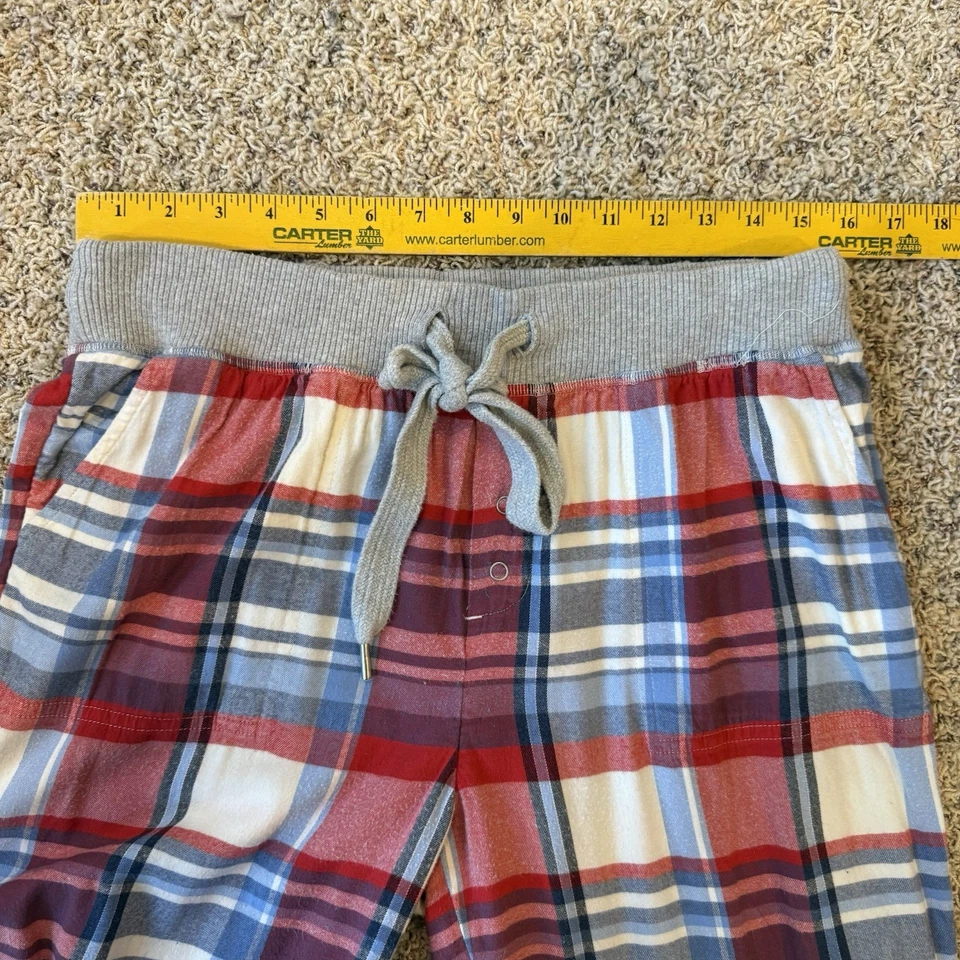 Pantalones de salón Aerie de franela a cuadros con cordón rojo azul blanco mediano Foto 4 de 4
