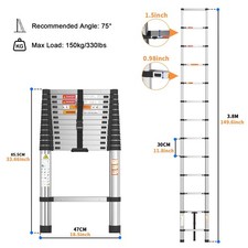 2.6-5M Stainless Steel Ladder Telescopic Heavy Duty Multi-Purpose Extendable UK