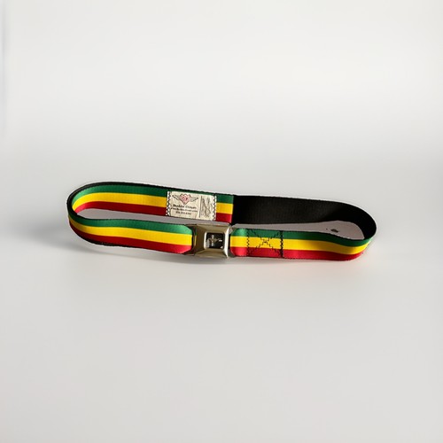 Buckle Down Ford Mustang Seatbelt Belt Adjustable Rasta Green Yellow Red Hippie