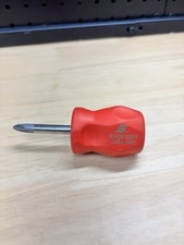 Snap-on Stubby Instinct Red Hard Grip Flat 14 Tip Slotted Screwdriver Shd1r New