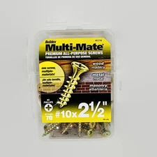 MULTI-MATE 21716 #10 2-1/2-Inch All-Purpose Phillips Flat-Head Screws 70-Pack