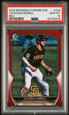 POP 1 PSA 10 Jackson Merrill /5 Red #BCP-244 2023 Bowman Chrome Mega Box Padres