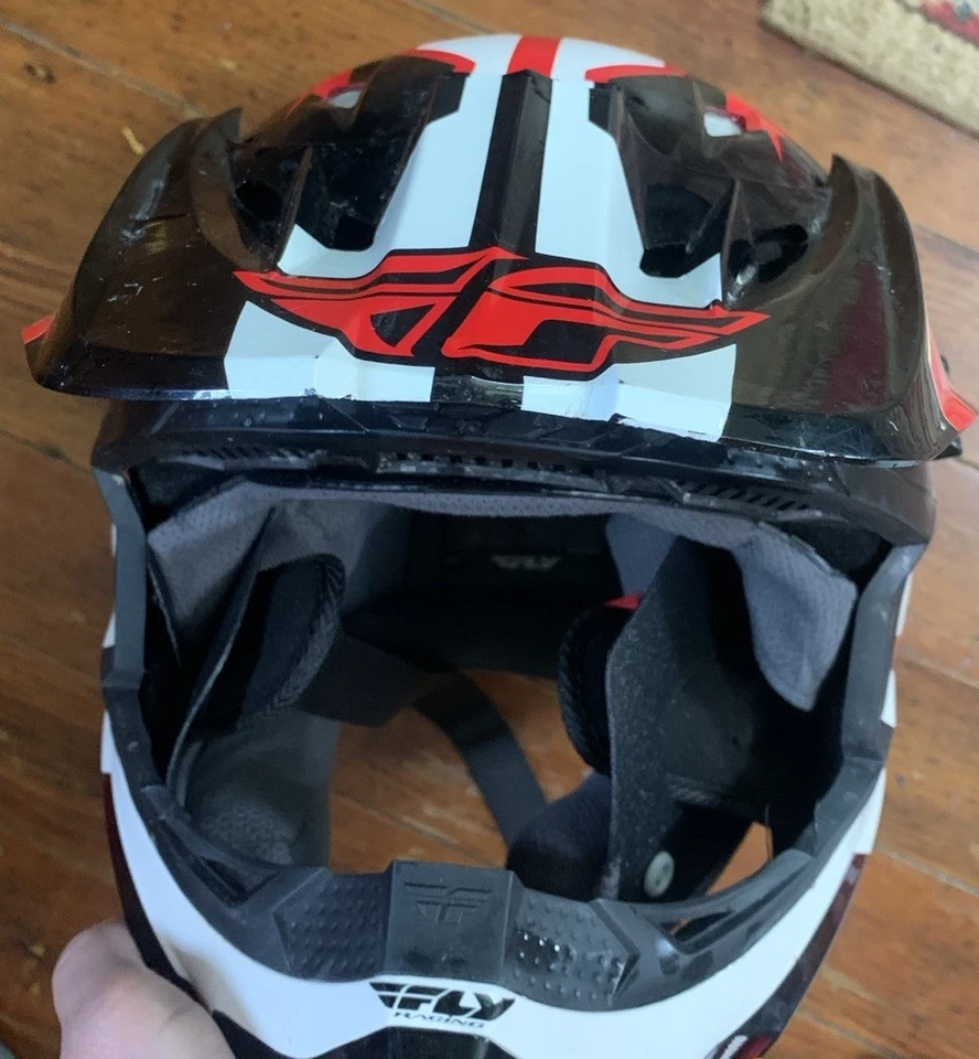 Fly Racing Helmet YS 47-48 Red black White Motocross Dirt bike Used Once - Image 3 of 4