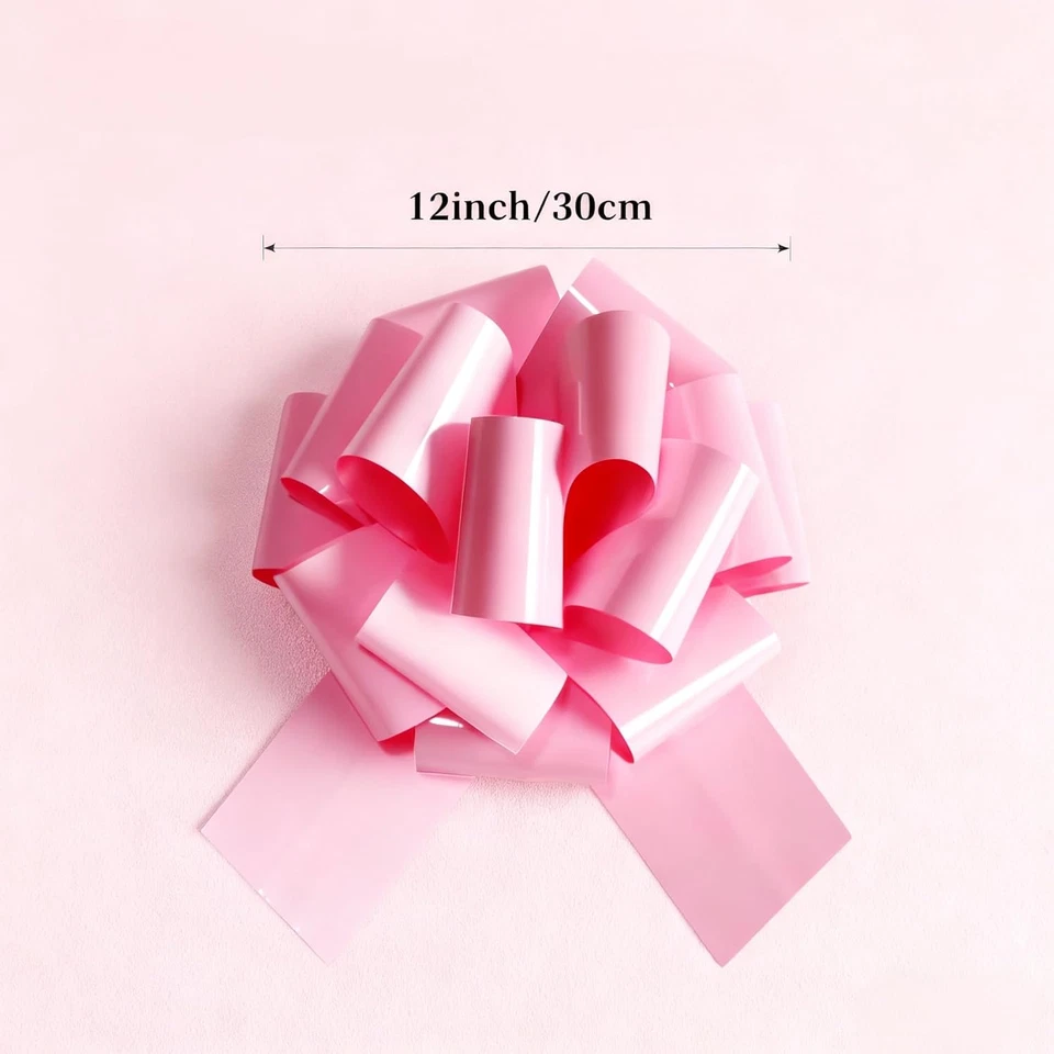 Arco rosa gigante de 12 pulgadas 2 piezas para regalos, autos y decoraciones - Cinta grande de satén Foto 2 de 4