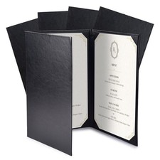 WeChef 5 Pack Leather Menu Covers 8.5x14" Trifold 3 View Angle Corner Wine List