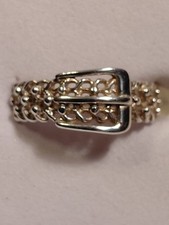 VTG NV 925 Sterling Silver Open Work Woven Belt Buckle Ring Sz 7 USA