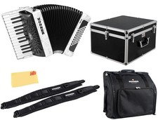 Hohner Bravo II 48 Chromatic Piano Key Accordion - White w/ Hard Case