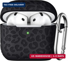 Leopard Engraved for AirPods 4 Case Cover 2024,Soft Silicone Protective Case Com