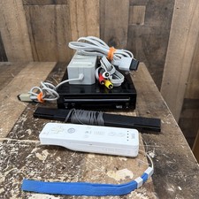 Nintendo Wii Console System, Remote  Cables Black RVL-101  TESTED