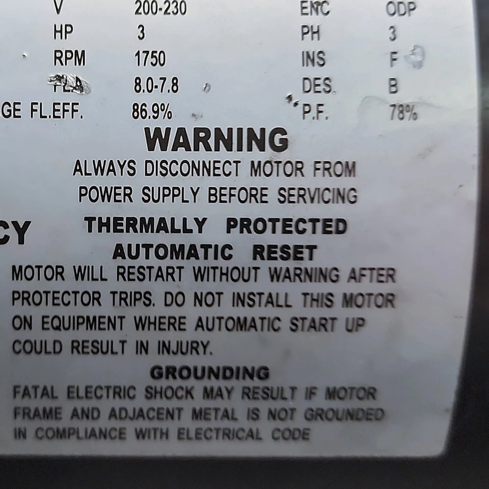 Lennox Blower Motor 3HP 230V 3PH 1750RPM 16P88 103204-11 YSDK2200-4H-1 - Image 2 of 4