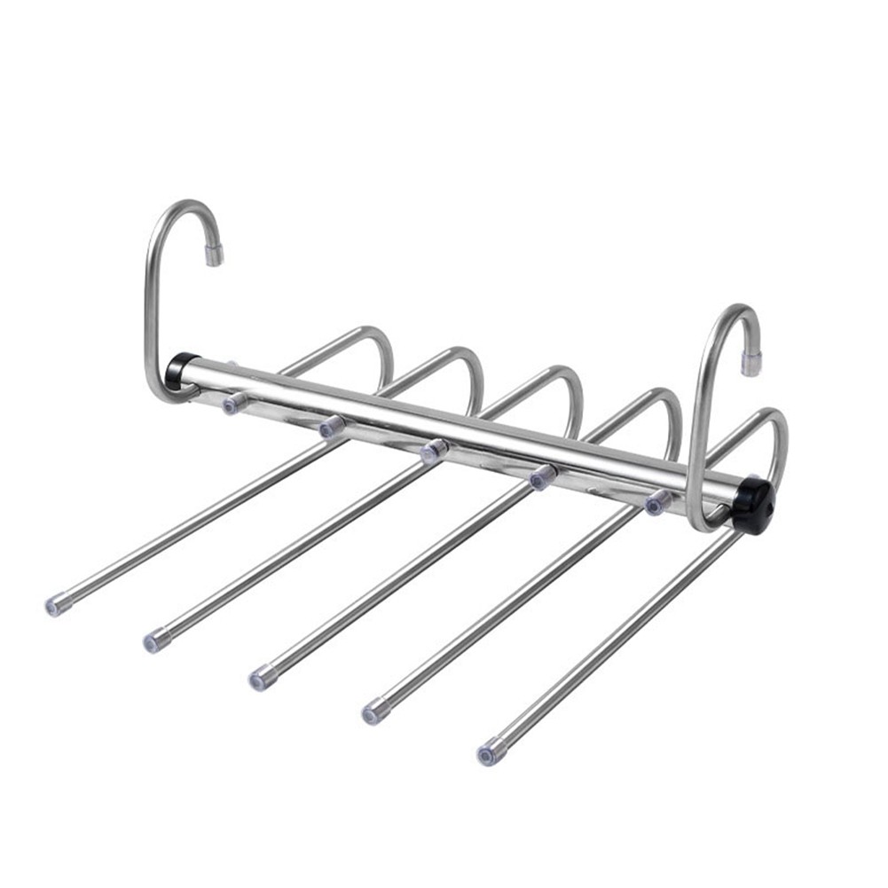 5 Layers Folding Pants Hangers Stainless Steel Space Saving Clothes Rack7479