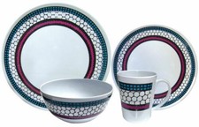 Melamine Honeycomb 16pc 100% Melamine Dinner Set For Caravan Camping