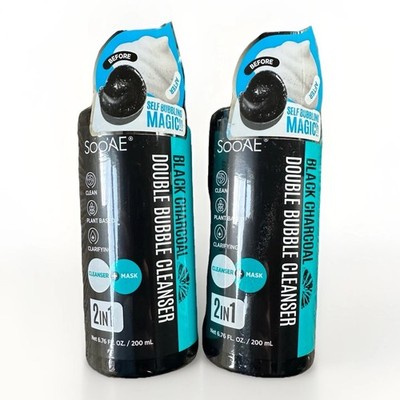 2x Soo AE Black Charcoal Double Bubble Cleanser 2-in-1 200mL Sealed TikTok Viral