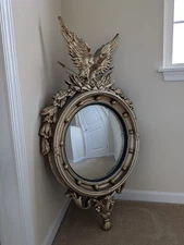 Antique Vintage Federal 3D Eagle Convex Turner Wall Mirror Rare Large 46"