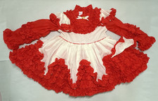 Vtg Joy Belle Girls Red Layered Ruffle Party Pageant Full Circle Dress USA Sz 3