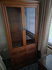 Chinese Rosewood & Glass Display Cabinet With Drawers & Storage Cupboard