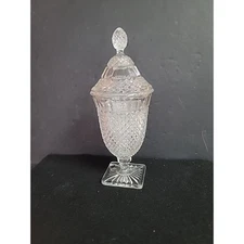 Vintage Anchor Hocking Depression Glass Miss American 11.5 Inch Pedestal Urn