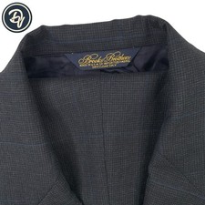 1990's 44 L Brooks Brothers Charcoal Grey Micro Check Windowpane Wool Suit