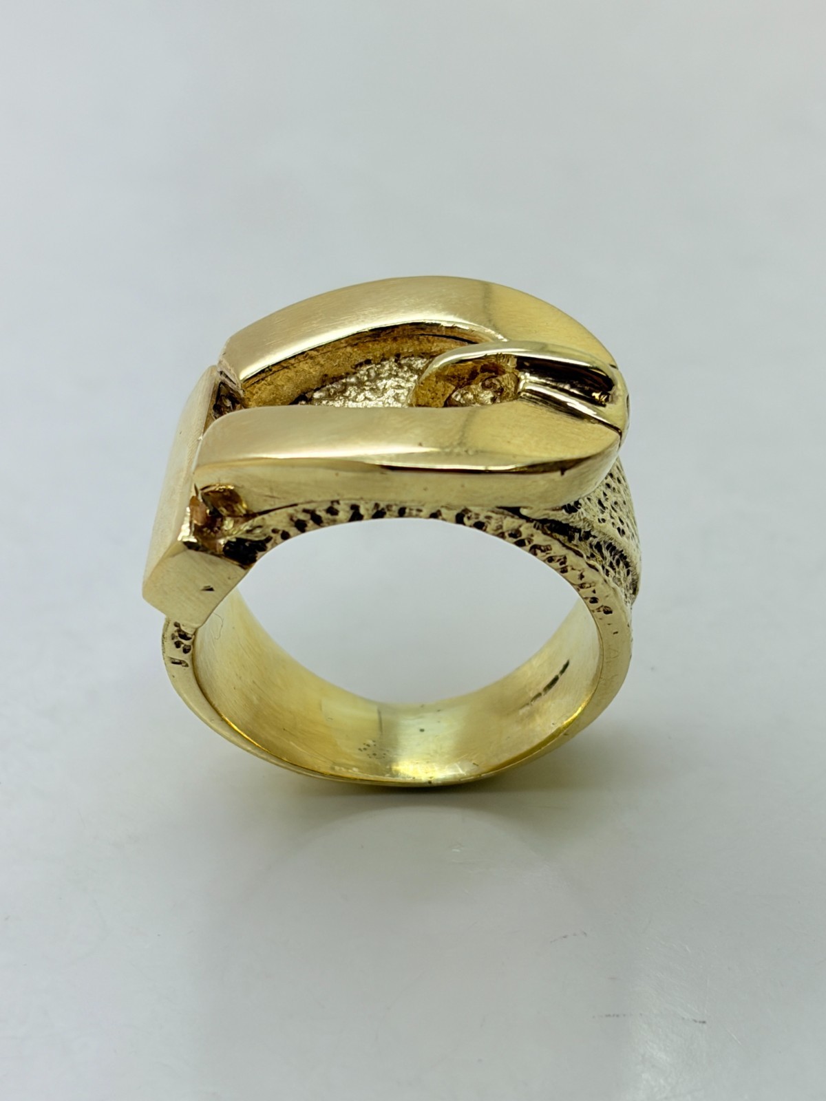 9ct Yellow Solid Gold Buckle Ring - image 2