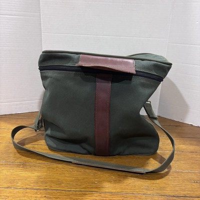 Vintage Orvis Leather Canvas Duffel Shoulder Bag Green Battenkill