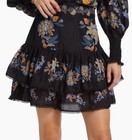 NWT Sz XS Farm Rio Anthropologie 28" WAIST Garden Floral Miniskirt Ruffle Black