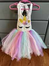 Girls Unicorn Tutu Dress Princess Birthday Party Fancy Dress Size 4