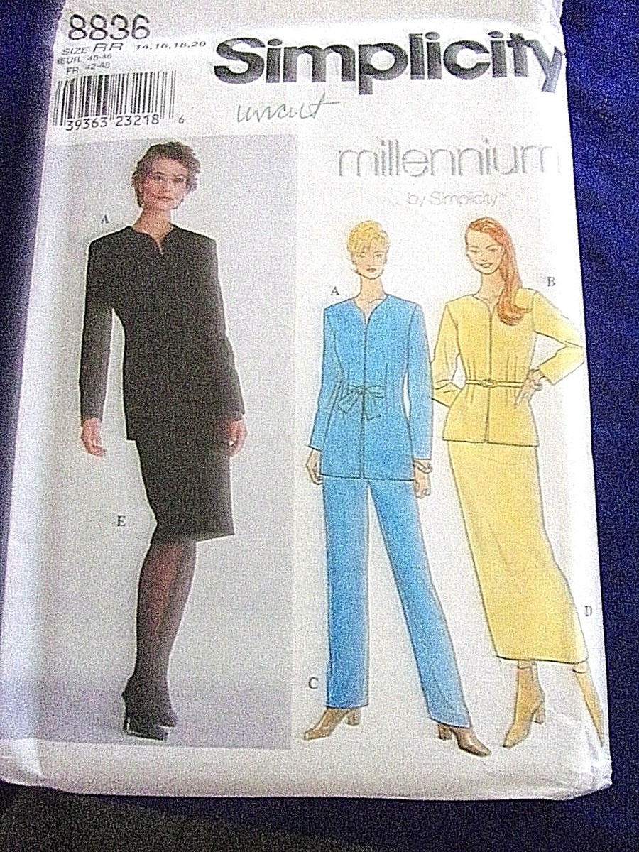 UNCUT SIMPLICITY# 8836 WOMENS SZ 14-16-18-20 JACKET/PANTS/SKIRT