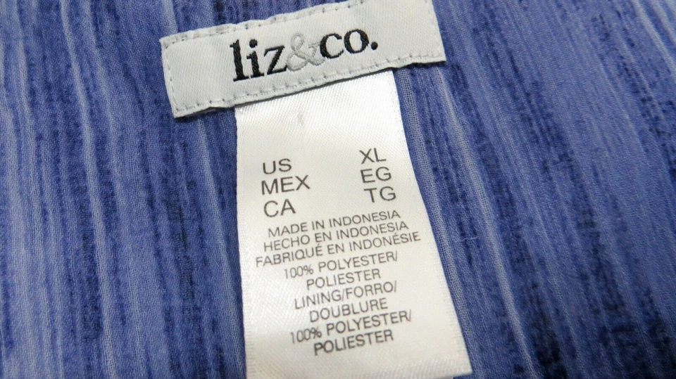 Liz & Co. Camisa Mujer XL Azul Manga Corta Blusa Capa Look Ligera Top Foto 4 de 4