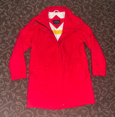 Women's Pendleton Toggle Wool Red Trench Peacoat Jacket Coat