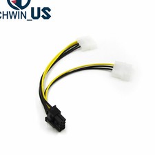 Dual 4-Pin Molex LP4 To 8-Pin PCI Express ATX PSU Power Adapter Cable 16cm L3US