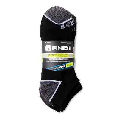 AND1  Men's Pro Platinum Low Cut  Socks 6-Pack '' FRESH~HIGH PERFORMANCE ''