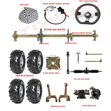 32" Go Kart Rear Axle Kit Front Steering 8" Wheels Buggy Golf Cart Quad ATV UTV