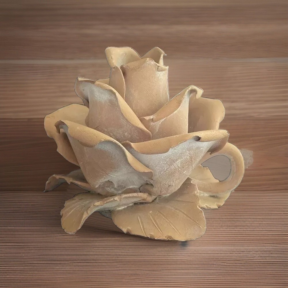 Vintage terra-Cotta Rose Made In Italy Candle Holder Read