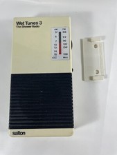 Vintage 1985 Wet Tunes 3 AM/FM Shower Radio, Salton Inc W/ Wall Mount Tested GUC