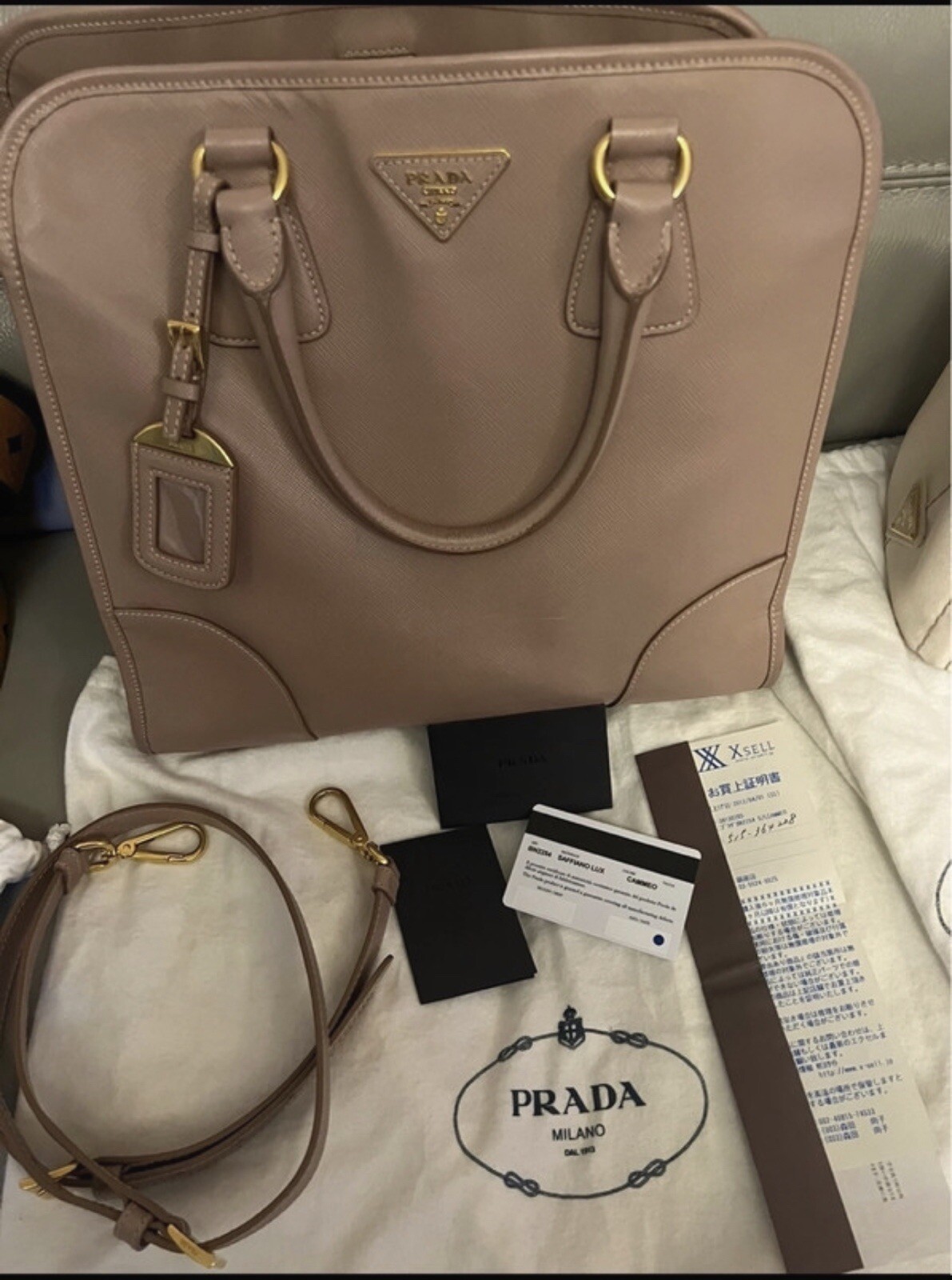 Large Prada saffiano Lux bag Cammeo