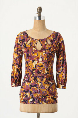 Postmark Cutout Traced Teardrops Pullover Top Size XS, S Purple NW ANTHROPOLOGIE